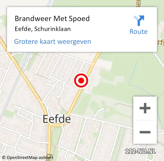 Locatie op kaart van de 112 melding: Brandweer Met Spoed Naar Eefde, Schurinklaan op 15 september 2024 04:50