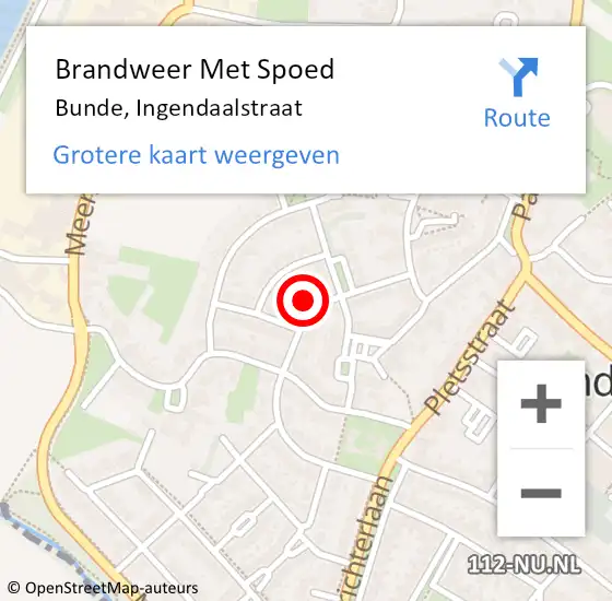 Locatie op kaart van de 112 melding: Brandweer Met Spoed Naar Bunde, Ingendaalstraat op 15 september 2024 05:05