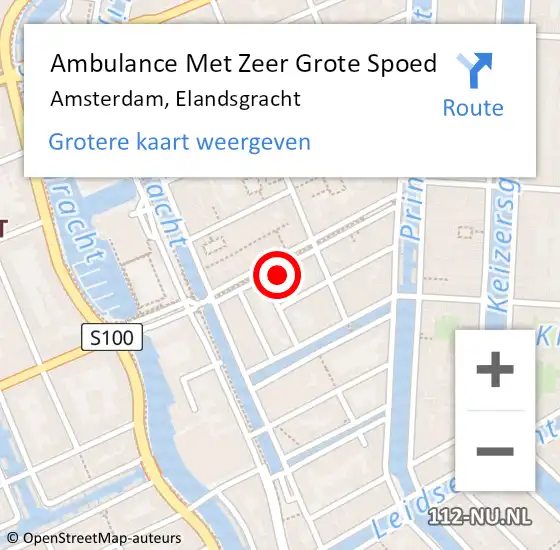 Locatie op kaart van de 112 melding: Ambulance Met Zeer Grote Spoed Naar Amsterdam, Elandsgracht op 15 september 2024 05:05