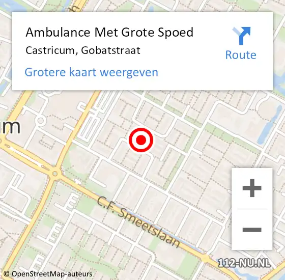 Locatie op kaart van de 112 melding: Ambulance Met Grote Spoed Naar Castricum, Gobatstraat op 15 september 2024 06:21