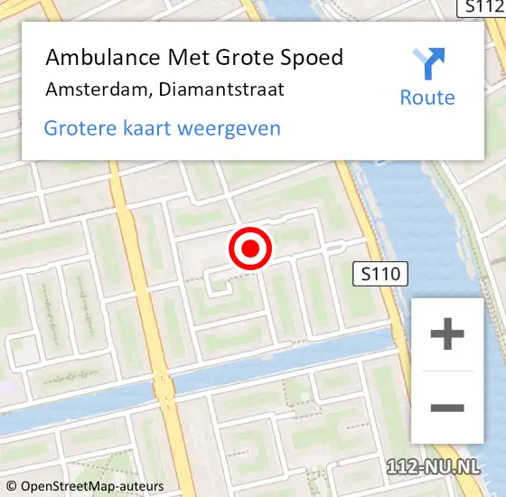 Locatie op kaart van de 112 melding: Ambulance Met Grote Spoed Naar Amsterdam, Diamantstraat op 15 september 2024 07:24