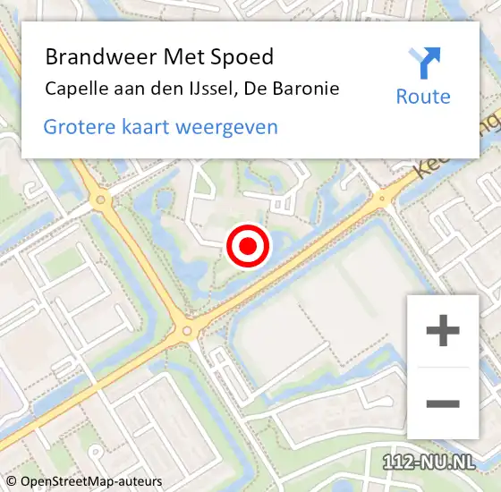 Locatie op kaart van de 112 melding: Brandweer Met Spoed Naar Capelle aan den IJssel, De Baronie op 15 september 2024 07:40