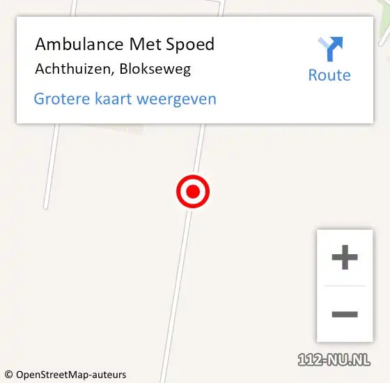 Locatie op kaart van de 112 melding: Ambulance Met Spoed Naar Achthuizen, Blokseweg op 20 oktober 2014 09:18