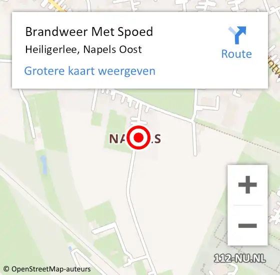 Locatie op kaart van de 112 melding: Brandweer Met Spoed Naar Heiligerlee, Napels Oost op 15 september 2024 08:06