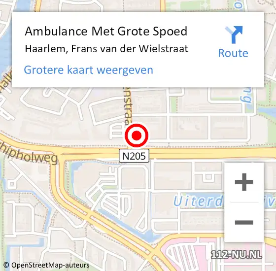 Locatie op kaart van de 112 melding: Ambulance Met Grote Spoed Naar Haarlem, Frans van der Wielstraat op 15 september 2024 08:24