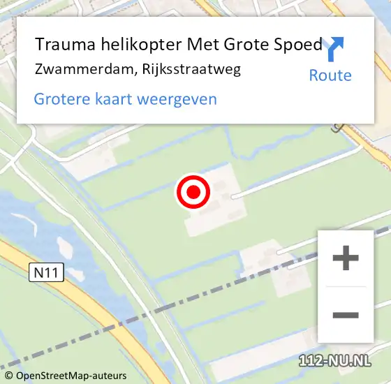 Locatie op kaart van de 112 melding: Trauma helikopter Met Grote Spoed Naar Zwammerdam, Rijksstraatweg op 15 september 2024 08:30