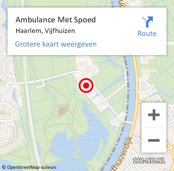 Locatie op kaart van de 112 melding: Ambulance Met Spoed Naar Haarlem, Vijfhuizen op 15 september 2024 08:35