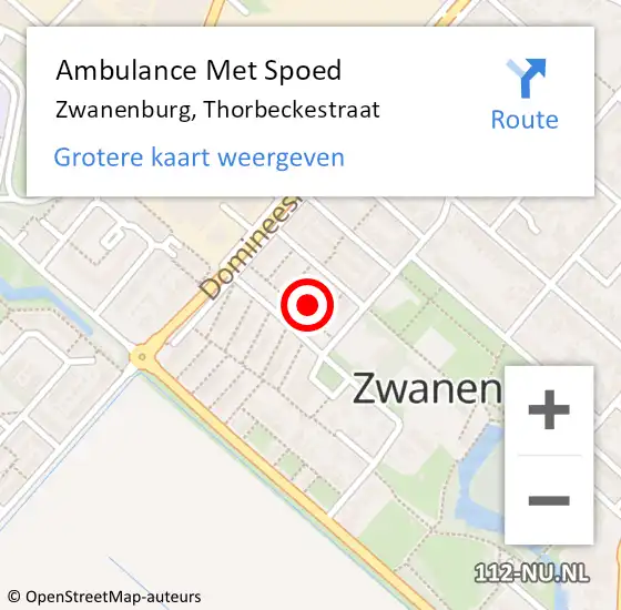 Locatie op kaart van de 112 melding: Ambulance Met Spoed Naar Zwanenburg, Thorbeckestraat op 15 september 2024 09:04