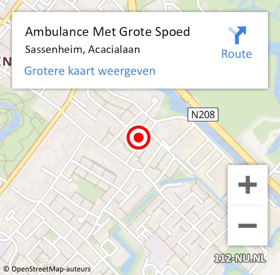 Locatie op kaart van de 112 melding: Ambulance Met Grote Spoed Naar Sassenheim, Acacialaan op 15 september 2024 09:16