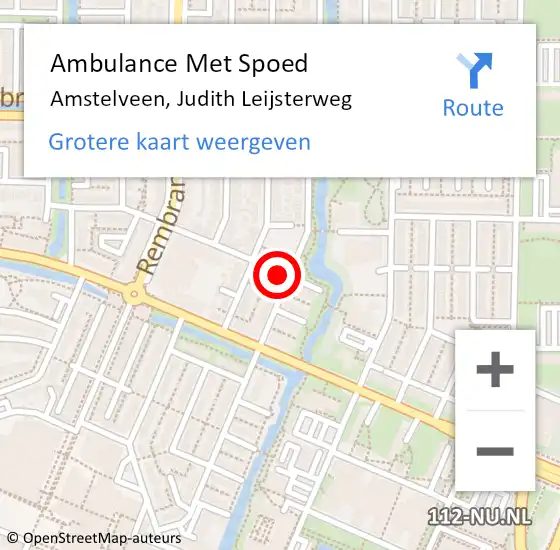 Locatie op kaart van de 112 melding: Ambulance Met Spoed Naar Amstelveen, Judith Leijsterweg op 15 september 2024 09:30