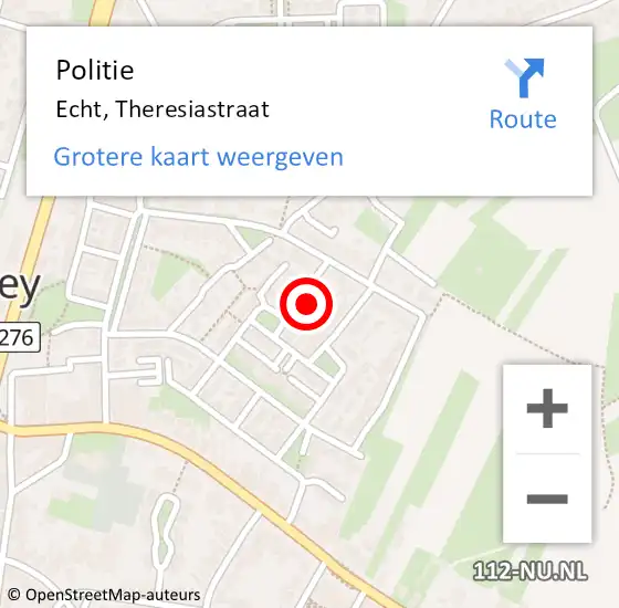 Locatie op kaart van de 112 melding: Politie Echt, Theresiastraat op 15 september 2024 09:42