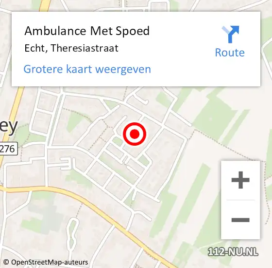 Locatie op kaart van de 112 melding: Ambulance Met Spoed Naar Echt, Theresiastraat op 15 september 2024 09:42