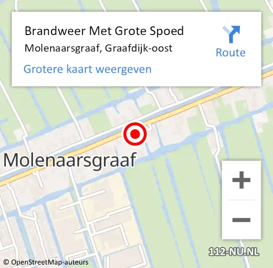 Locatie op kaart van de 112 melding: Brandweer Met Grote Spoed Naar Molenaarsgraaf, Graafdijk-oost op 15 september 2024 09:45