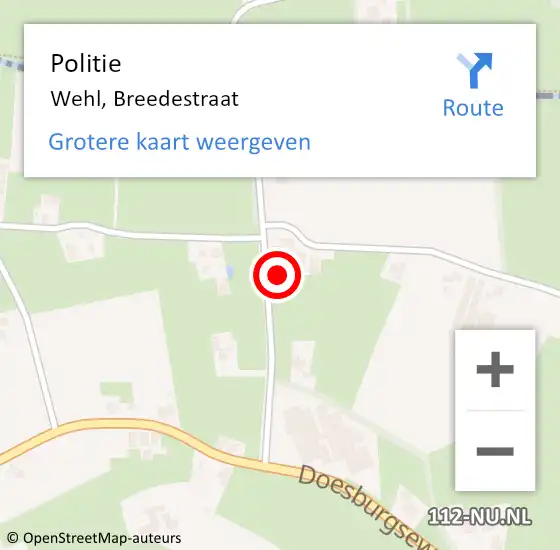 Locatie op kaart van de 112 melding: Politie Wehl, Breedestraat op 15 september 2024 09:46