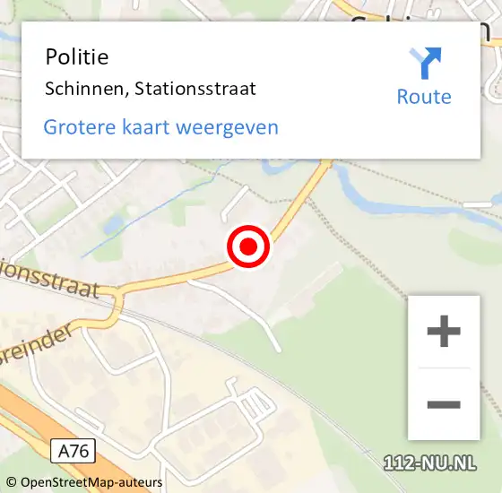 Locatie op kaart van de 112 melding: Politie Schinnen, Stationsstraat op 15 september 2024 09:49