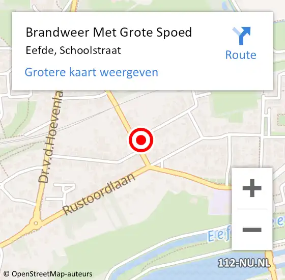 Locatie op kaart van de 112 melding: Brandweer Met Grote Spoed Naar Eefde, Schoolstraat op 15 september 2024 10:08