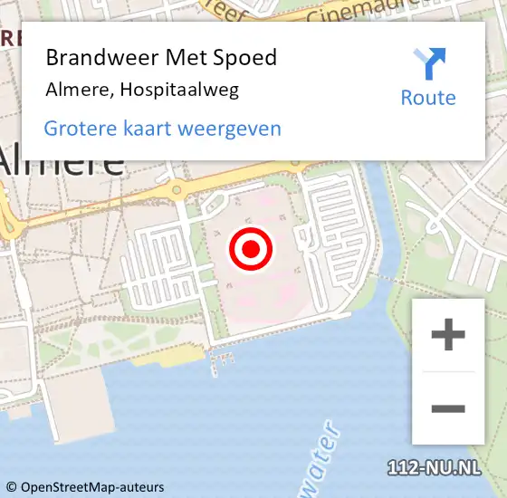 Locatie op kaart van de 112 melding: Brandweer Met Spoed Naar Almere, Hospitaalweg op 15 september 2024 10:21