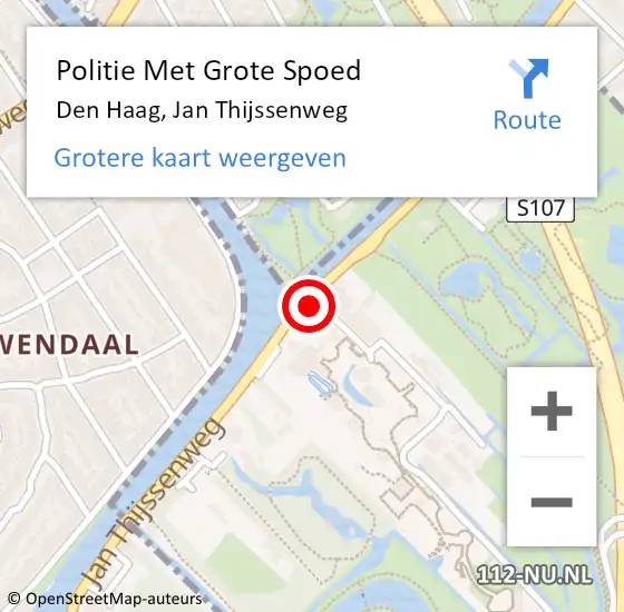 Locatie op kaart van de 112 melding: Politie Met Grote Spoed Naar Den Haag, Jan Thijssenweg op 15 september 2024 10:33