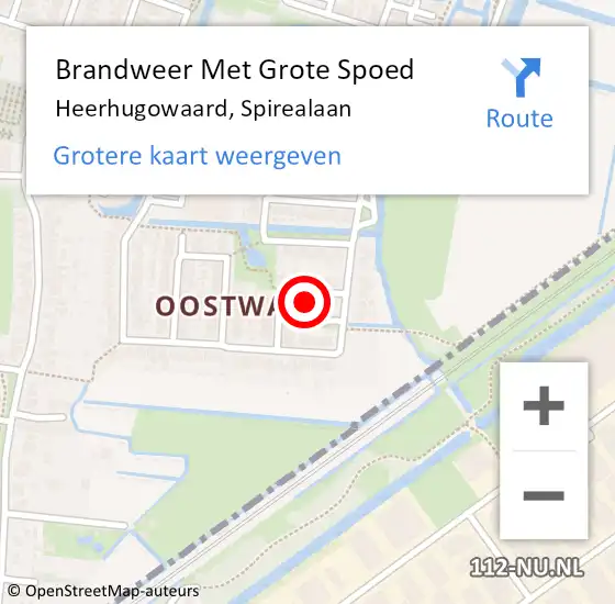 Locatie op kaart van de 112 melding: Brandweer Met Grote Spoed Naar Heerhugowaard, Spirealaan op 15 september 2024 10:33