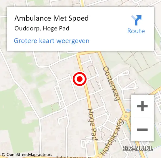 Locatie op kaart van de 112 melding: Ambulance Met Spoed Naar Ouddorp, Hoge Pad op 15 september 2024 10:35