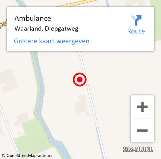 Locatie op kaart van de 112 melding: Ambulance Waarland, Diepgatweg op 15 september 2024 10:43