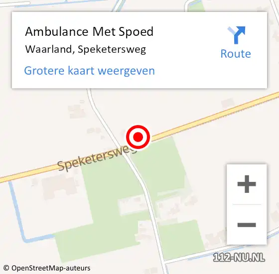 Locatie op kaart van de 112 melding: Ambulance Met Spoed Naar Waarland, Speketersweg op 15 september 2024 10:45