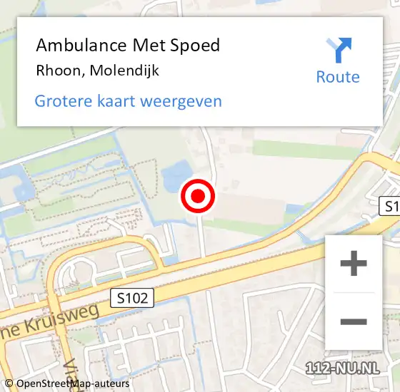 Locatie op kaart van de 112 melding: Ambulance Met Spoed Naar Rhoon, Molendijk op 15 september 2024 10:53