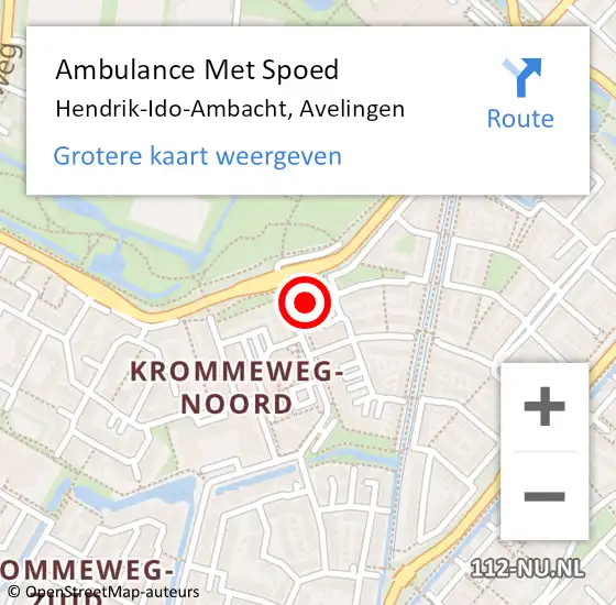 Locatie op kaart van de 112 melding: Ambulance Met Spoed Naar Hendrik-Ido-Ambacht, Avelingen op 15 september 2024 10:57