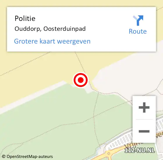 Locatie op kaart van de 112 melding: Politie Ouddorp, Oosterduinpad op 15 september 2024 10:59