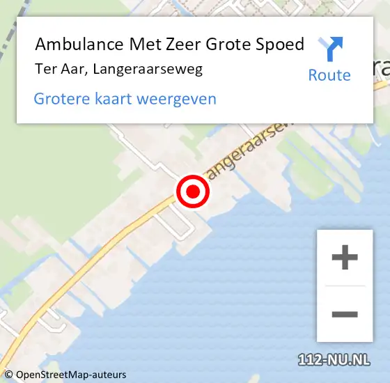 Locatie op kaart van de 112 melding: Ambulance Met Zeer Grote Spoed Naar Ter Aar, Langeraarseweg op 15 september 2024 11:07