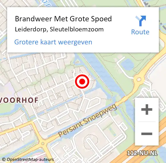 Locatie op kaart van de 112 melding: Brandweer Met Grote Spoed Naar Leiderdorp, Sleutelbloemzoom op 15 september 2024 11:24