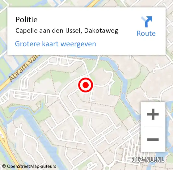 Locatie op kaart van de 112 melding: Politie Capelle aan den IJssel, Dakotaweg op 15 september 2024 11:25