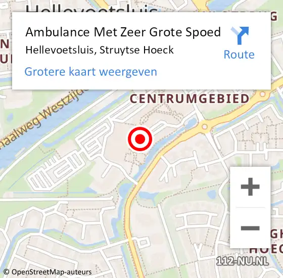 Locatie op kaart van de 112 melding: Ambulance Met Zeer Grote Spoed Naar Hellevoetsluis, Struytse Hoeck op 15 september 2024 11:30