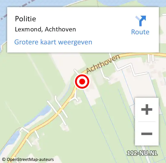 Locatie op kaart van de 112 melding: Politie Lexmond, Achthoven op 15 september 2024 11:49