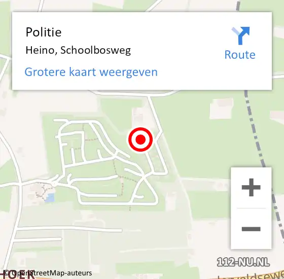 Locatie op kaart van de 112 melding: Politie Heino, Schoolbosweg op 15 september 2024 11:51