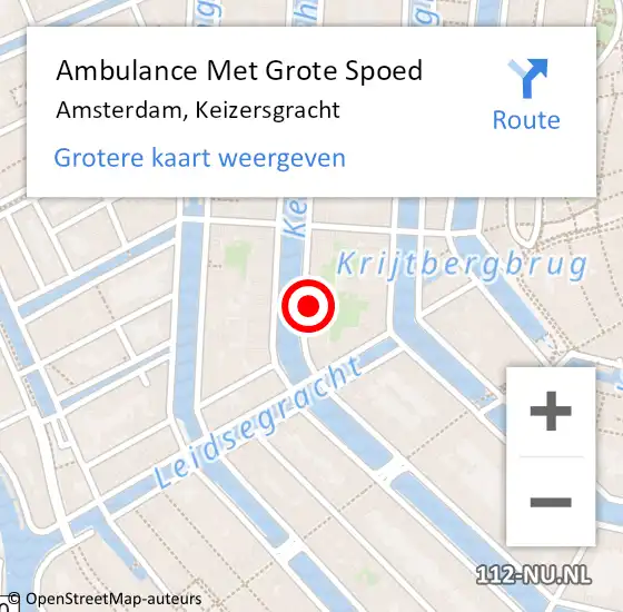 Locatie op kaart van de 112 melding: Ambulance Met Grote Spoed Naar Amsterdam, Keizersgracht op 15 september 2024 12:12