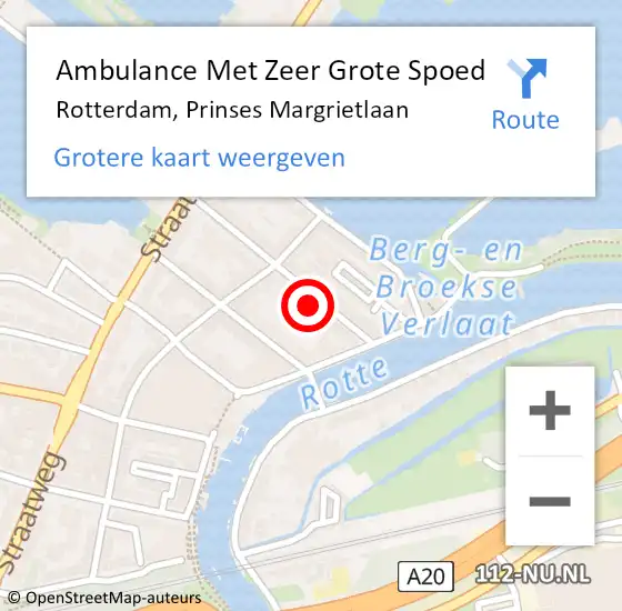 Locatie op kaart van de 112 melding: Ambulance Met Zeer Grote Spoed Naar Rotterdam, Prinses Margrietlaan op 15 september 2024 12:14