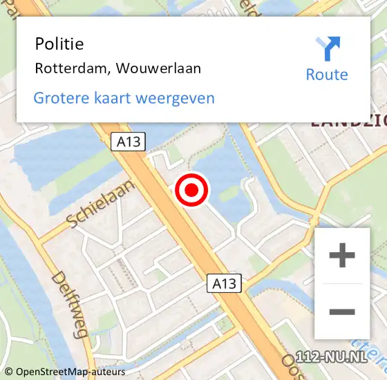 Locatie op kaart van de 112 melding: Politie Rotterdam, Wouwerlaan op 15 september 2024 12:59