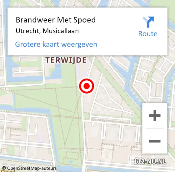 Locatie op kaart van de 112 melding: Brandweer Met Spoed Naar Utrecht, Musicallaan op 15 september 2024 13:03