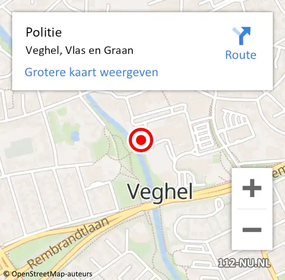 Locatie op kaart van de 112 melding: Politie Veghel, Vlas en Graan op 15 september 2024 13:05