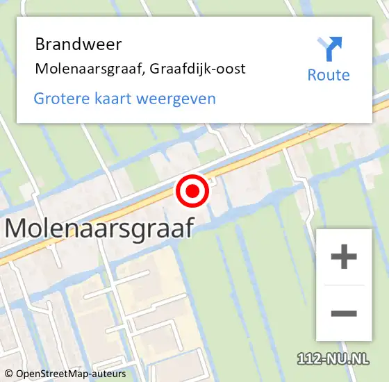 Locatie op kaart van de 112 melding: Brandweer Molenaarsgraaf, Graafdijk-oost op 15 september 2024 13:16