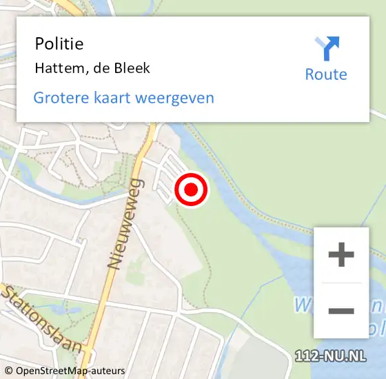 Locatie op kaart van de 112 melding: Politie Hattem, de Bleek op 15 september 2024 13:34