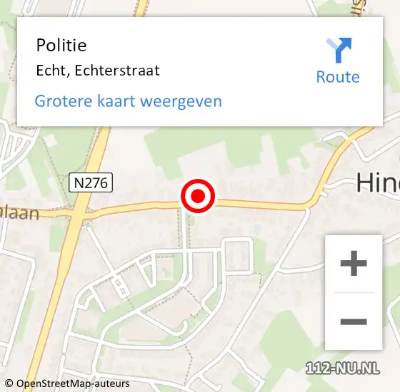 Locatie op kaart van de 112 melding: Politie Echt, Echterstraat op 15 september 2024 13:36
