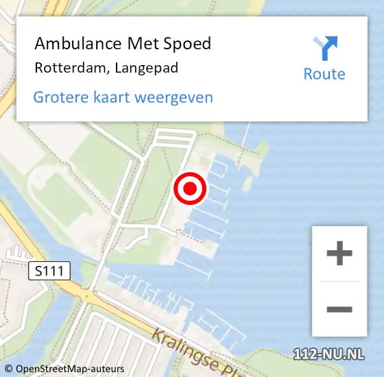 Locatie op kaart van de 112 melding: Ambulance Met Spoed Naar Rotterdam, Langepad op 15 september 2024 13:58