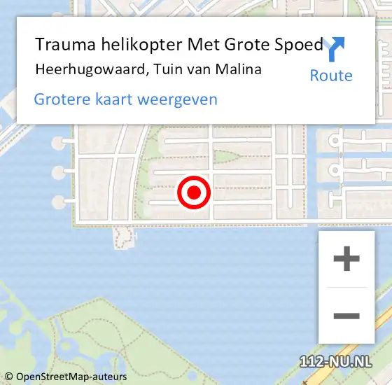 Locatie op kaart van de 112 melding: Trauma helikopter Met Grote Spoed Naar Heerhugowaard, Tuin van Malina op 15 september 2024 13:58