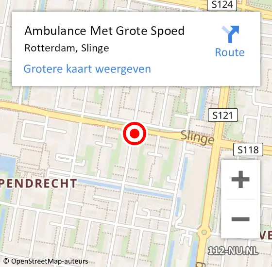 Locatie op kaart van de 112 melding: Ambulance Met Grote Spoed Naar Rotterdam, Slinge op 15 september 2024 14:03