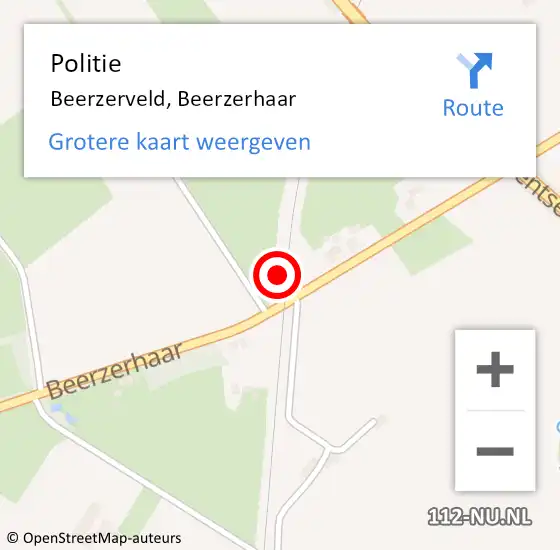 Locatie op kaart van de 112 melding: Politie Beerzerveld, Beerzerhaar op 15 september 2024 14:07