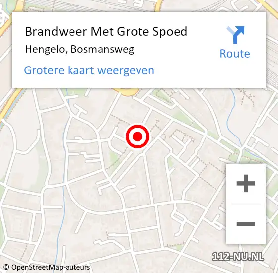 Locatie op kaart van de 112 melding: Brandweer Met Grote Spoed Naar Hengelo, Bosmansweg op 15 september 2024 14:18