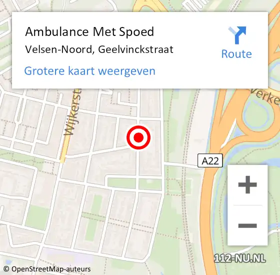 Locatie op kaart van de 112 melding: Ambulance Met Spoed Naar Velsen-Noord, Geelvinckstraat op 15 september 2024 14:23