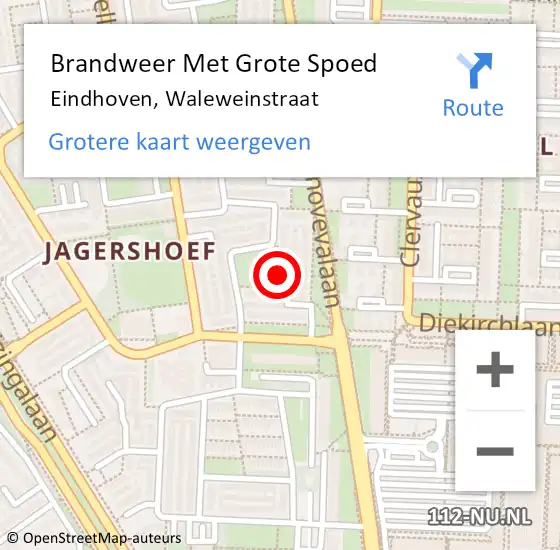 Locatie op kaart van de 112 melding: Brandweer Met Grote Spoed Naar Eindhoven, Waleweinstraat op 15 september 2024 14:25